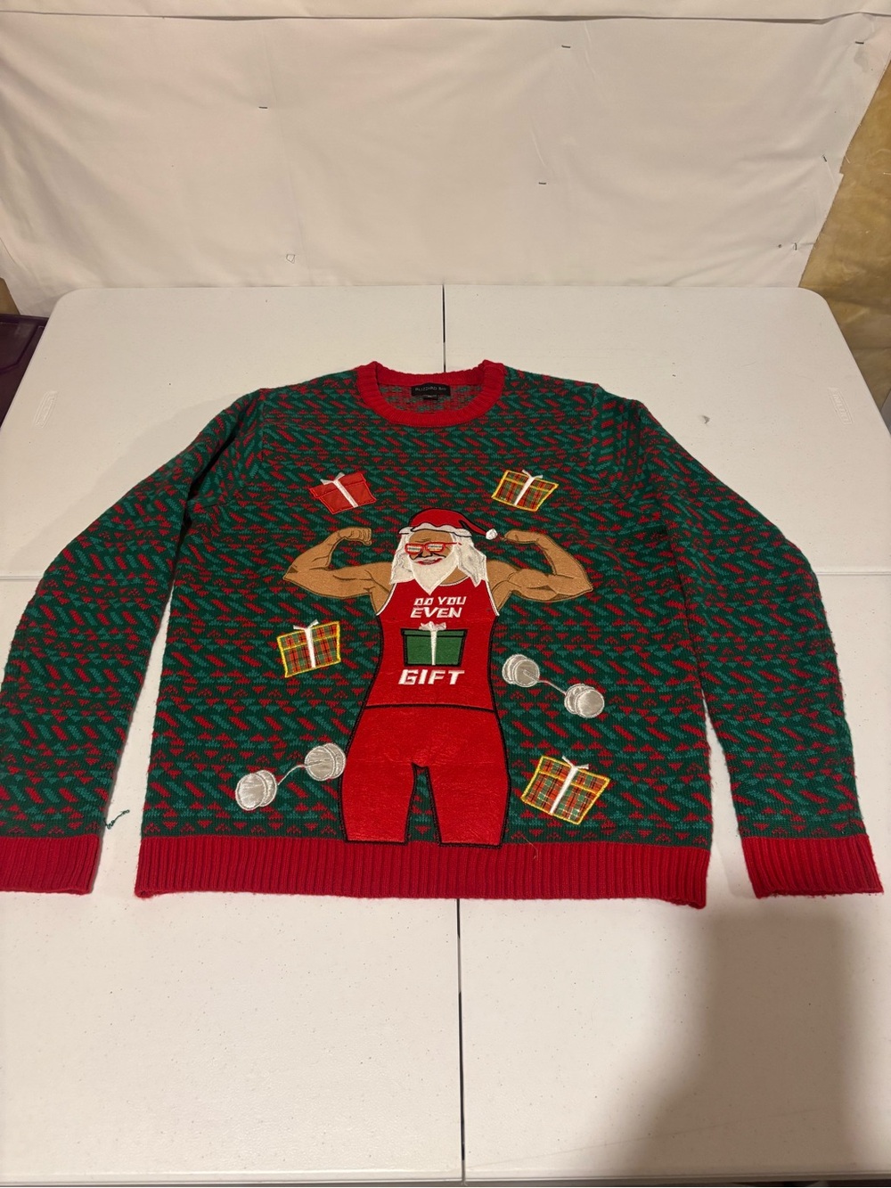 Blizzard Bay Men’s Size XL Gym Santa Ugly Christmas Crewneck  Sweater